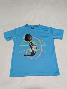 Victory Boys Light Blue Basketball Dunk Graphic Athletic Performance Size 8/10